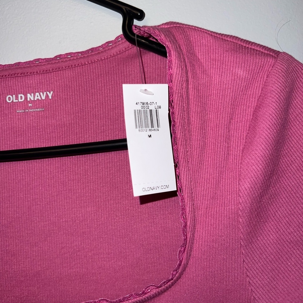 NWT Old Navy Lace Trim Rib Knit Top - Picture 2 of 8